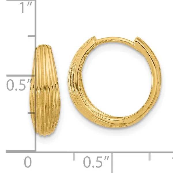 Leslie's 14K Polished and Grooved Hinged Hoop Earrings Image 4 Jewelry Design Studio Jensen Beach, FL