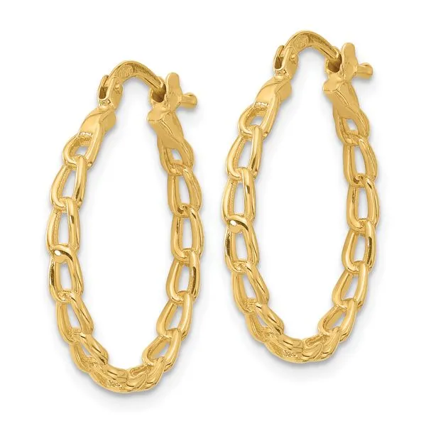 Leslie's 14K Polished Curb Link Design Hoop Earrings Image 2 Spath Jewelers Bartow, FL