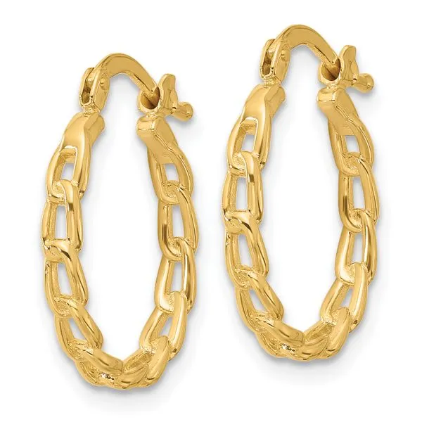 Leslie's 14K Polished Curb Link Design Hoop Earrings Image 2 John E. Koller Jewelry Designs owasso, OK