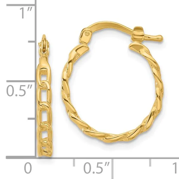 Leslie's 14K Polished Curb Link Design Hoop Earrings Image 4 John E. Koller Jewelry Designs owasso, OK