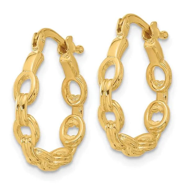 Leslie's 14K Polished Link Design Hoop Earrings Image 2 Johnson Jewellers Lindsay, ON