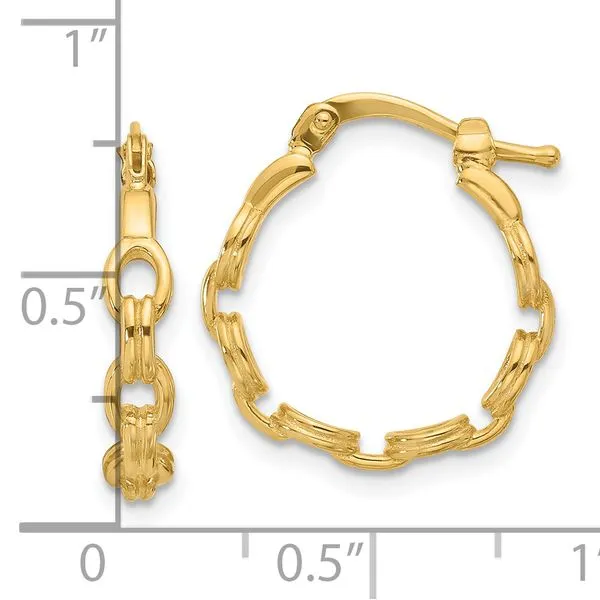 Leslie's 14K Polished Link Design Hoop Earrings Image 4 Johnson Jewellers Lindsay, ON