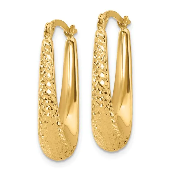 Leslie's 14K Polished and Diamond-cut Hoop Earrings Image 2 Trenton Jewelers Ltd. Trenton, MI