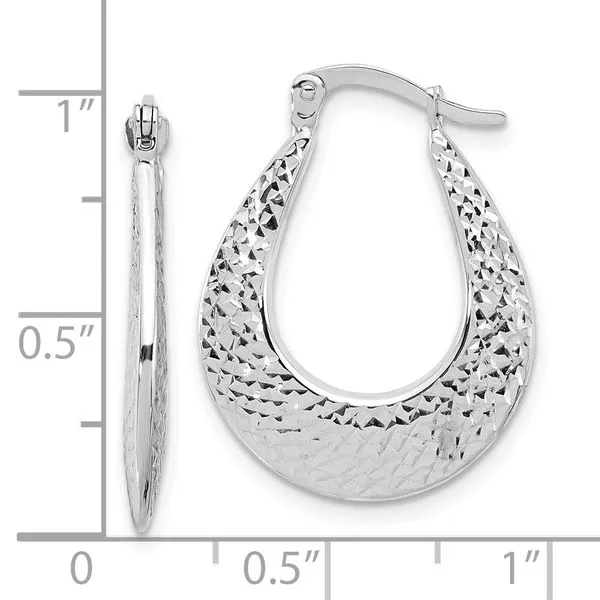 Leslie's 14K White Gold Polished and Diamond-cut Hoop Earrings Image 4 Thomas A. Davis Jewelers Holland, MI