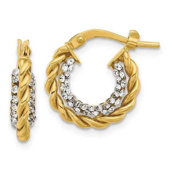 Leslie's 14K Polished with Crystals Twisted Hoop Earrings Delfine's Jewelry Charleston, WV