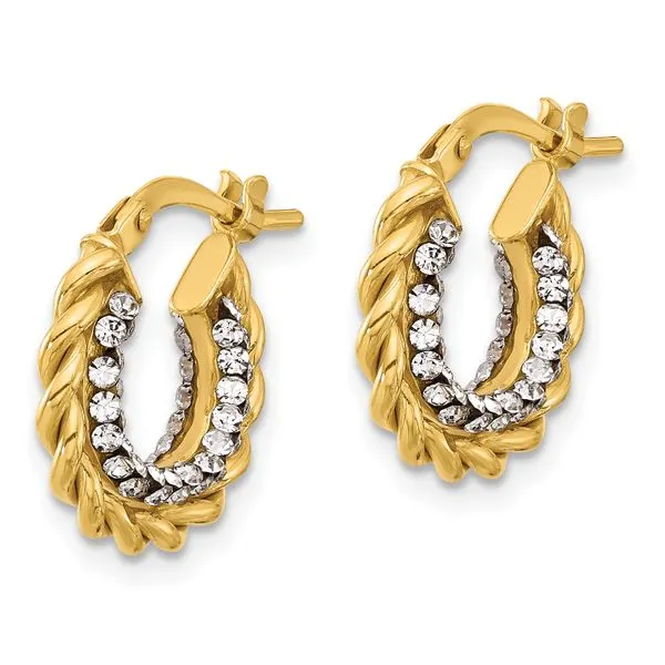 Leslie's 14K Polished with Crystals Twisted Hoop Earrings Image 2 Delfine's Jewelry Charleston, WV