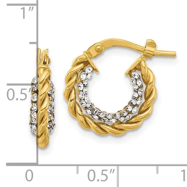 Leslie's 14K Polished with Crystals Twisted Hoop Earrings Image 4 Delfine's Jewelry Charleston, WV