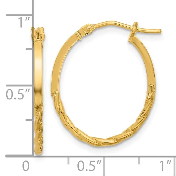 Leslie's 14K Polished Twist Oval Hoop Earrings Image 4 Jerald Jewelers Latrobe, PA