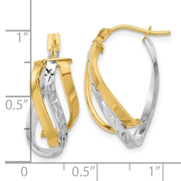 Leslie's 14K w/White Rhodium Polished and D/C Fancy Hoop Earrings Image 4 Johnson Jewellers Lindsay, ON