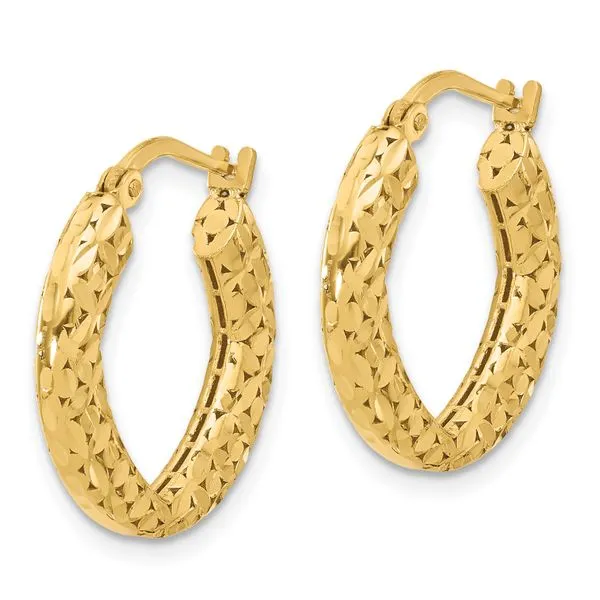 Leslie's 14k Polished and D/C Hoop Earrings Image 2 Jerald Jewelers Latrobe, PA