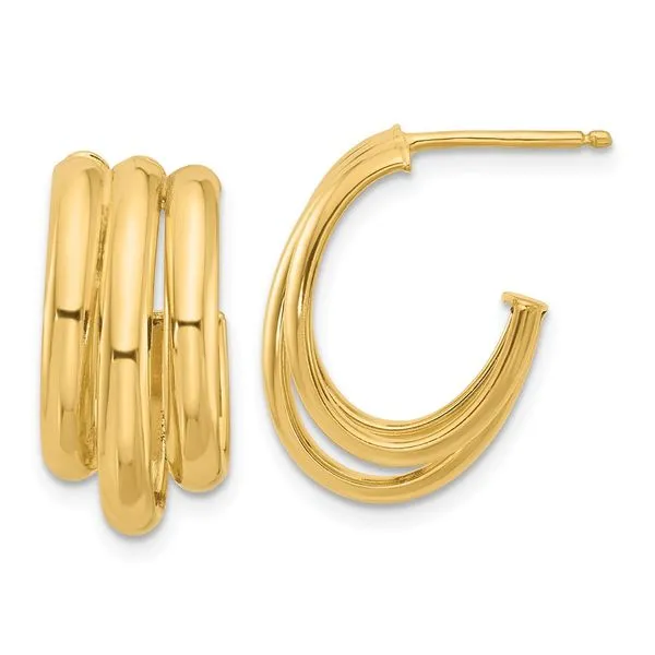 Leslie's 14K Polished 3-Row J-Hoop Post Earrings G.G. Gems, Inc. Scottsdale, AZ