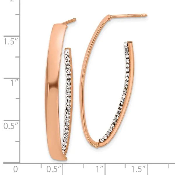Leslie's 14K w/Rose Gold-plated Polished Crystals J-Hoop Post Earrings Image 4 Tidwells of Greenwood Greenwood, SC