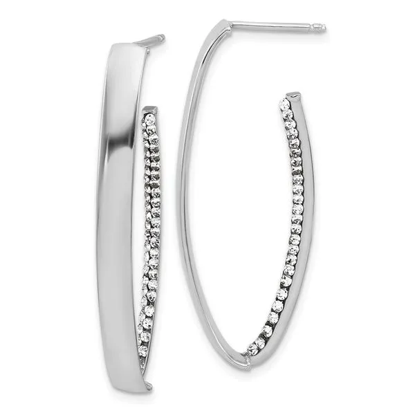 Leslie's 14K w/Wht RH-plating Polished Crystals J-Hoop Post Earrings Diny's Jewelers Middleton, WI
