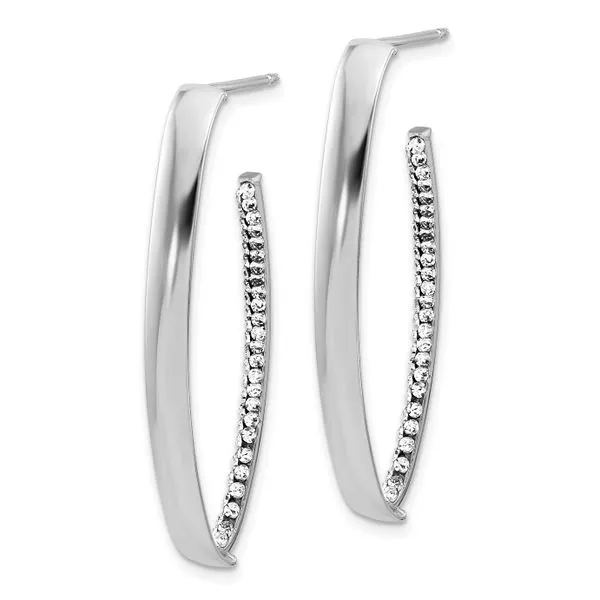 Leslie's 14K w/Wht RH-plating Polished Crystals J-Hoop Post Earrings Image 2 Diny's Jewelers Middleton, WI