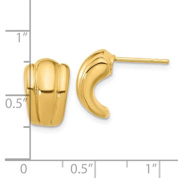 Leslie's 14K Polished Hollow J-Hoop Post Earrings Image 4 John E. Koller Jewelry Designs owasso, OK