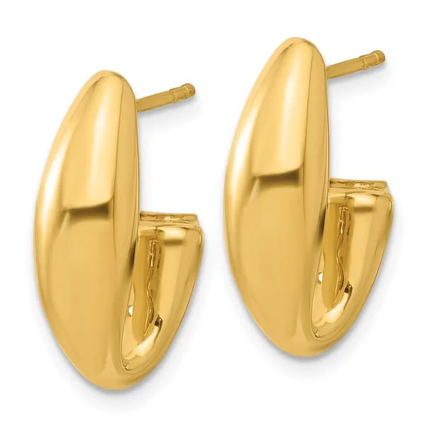 Leslie's 14K Polished Hollow J-Hoop Post Earrings Image 2 Mitchell's Jewelry Norman, OK