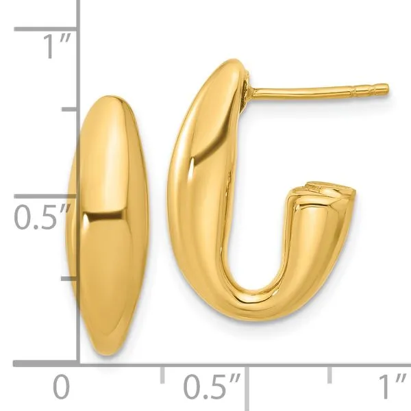 Leslie's 14K Polished Hollow J-Hoop Post Earrings Image 4 Atlanta West Jewelry Douglasville, GA