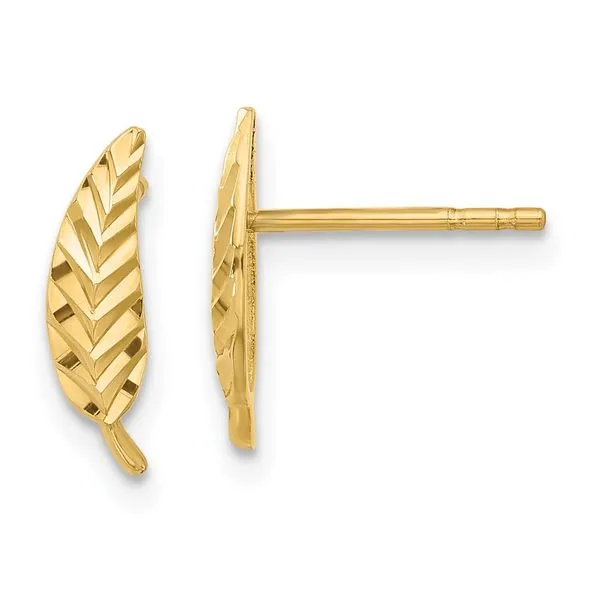 Leslie's 14K Polished and Diamond-cut Leaf Post Earrings Barnett Jewelers Jacksonville, FL