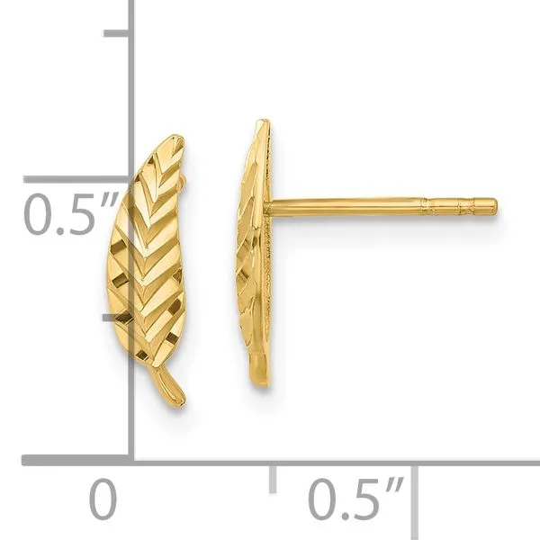 Leslie's 14K Polished and Diamond-cut Leaf Post Earrings Image 4 Barnett Jewelers Jacksonville, FL