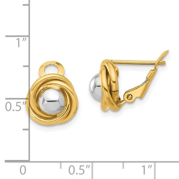 Leslie's 14K Two-tone Polished Omega Back Earrings Image 4 Trenton Jewelers Ltd. Trenton, MI