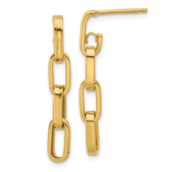 Leslie's 14K Polished Link Dangle Post Earrings J. West Jewelers Round Rock, TX