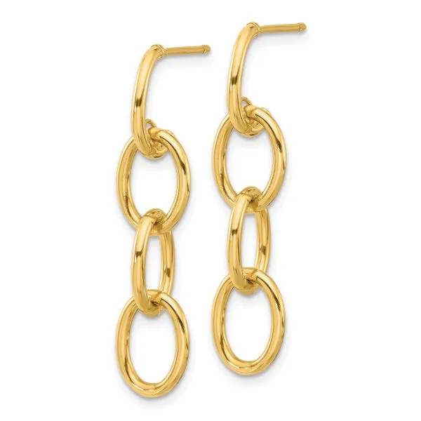 Leslie's 14K Polished Triple Circle Link Dangle Post Earrings Image 2 Michael's Jewelry North Wilkesboro, NC