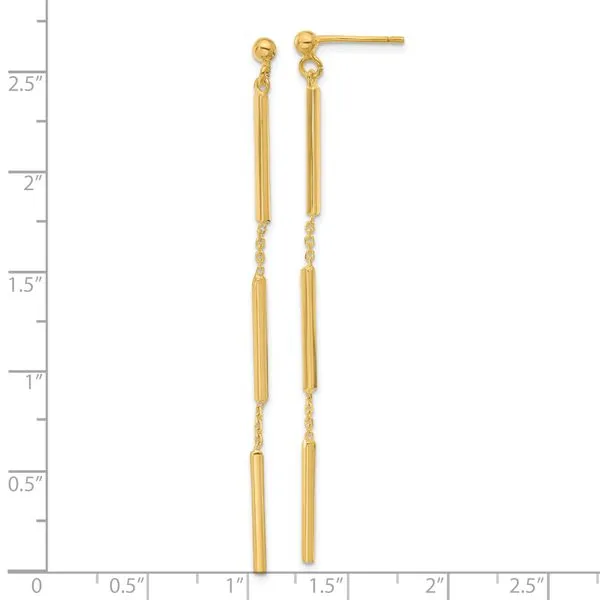 Leslie's 14K Polished 3 Bar Dangle Post Earrings Image 4 Atlanta West Jewelry Douglasville, GA
