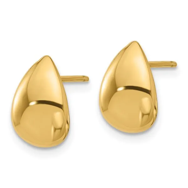 Leslie's 14K Polished Teardrop Post Earrings Image 2 Spath Jewelers Bartow, FL