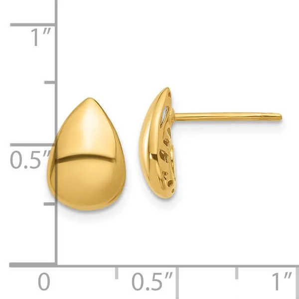Leslie's 14K Polished Teardrop Post Earrings Image 4 Spath Jewelers Bartow, FL