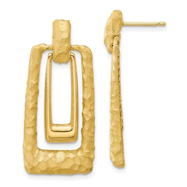 Leslie's 14K Polished and Satin Rectangle Dangle Post Earrings G.G. Gems, Inc. Scottsdale, AZ