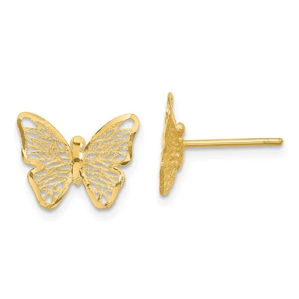 Leslie's 14k Textured and Polished Butterfly Post Earrings John E. Koller Jewelry Designs owasso, OK