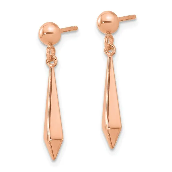 Leslie's 14K Rose Gold Polished Post Dangle Earrings Image 2 Leslie E. Sandler Fine Jewelry and Gemstones rockville , MD