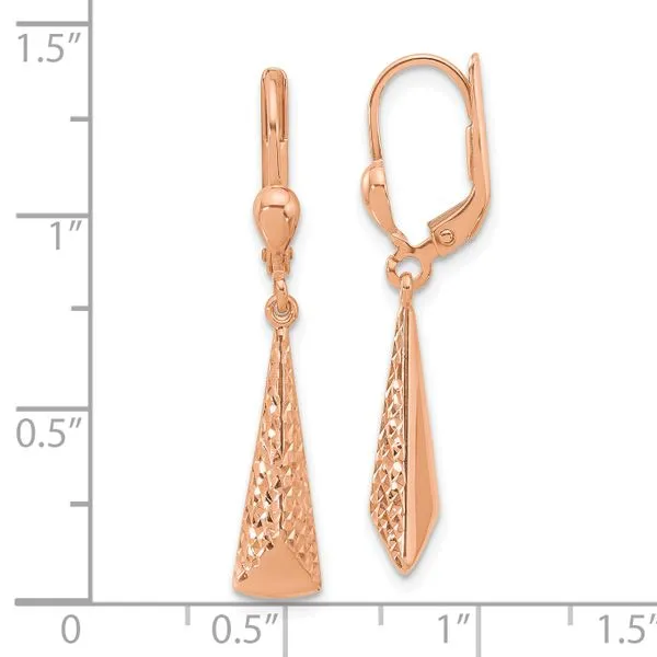 Leslie's 14K Rose Gold Polished/ Dia-cut Dangle Leverback Earrings Image 3 K & Co Family Jewelers Eagle, ID