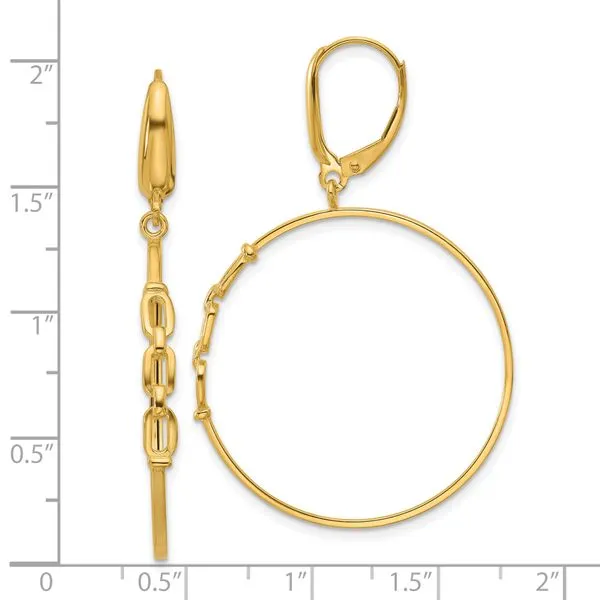 Leslie's 14K Polished Link Design Leverback Hoop Earrings Image 4 Trenton Jewelers Ltd. Trenton, MI