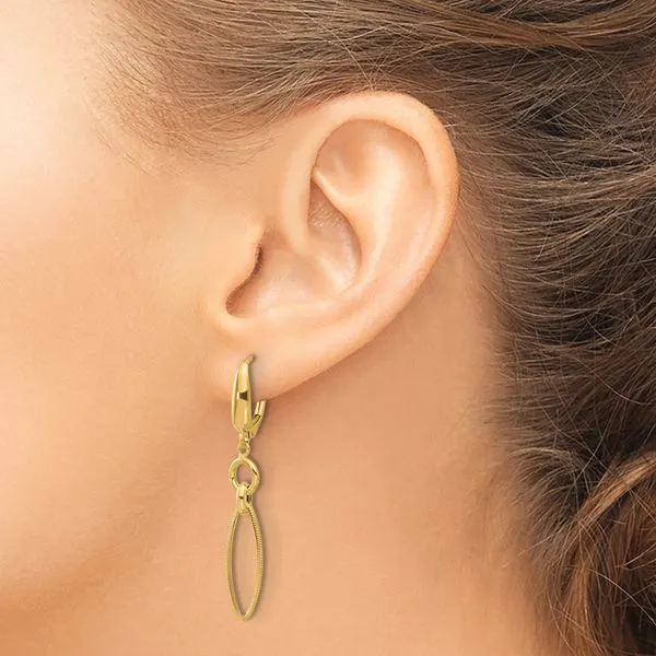 Leslie's 14K Polished/Textured Dangle Earrings Image 3 Trenton Jewelers Ltd. Trenton, MI