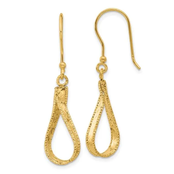 Leslie's 14K Polished and Diamond-cut Dangle Earrings Spath Jewelers Bartow, FL