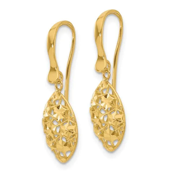 Leslie's 14k Polished D/C Shepherd Hook Dangle Earrings Image 2 Jewelry Design Studio Jensen Beach, FL