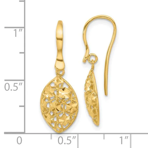 Leslie's 14k Polished D/C Shepherd Hook Dangle Earrings Image 4 Jewelry Design Studio Jensen Beach, FL