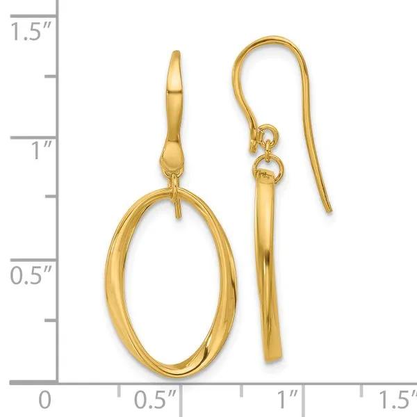 Leslie's 14k Polished Oval Shepherd Hook Dangle Earrings Image 4 Jerald Jewelers Latrobe, PA