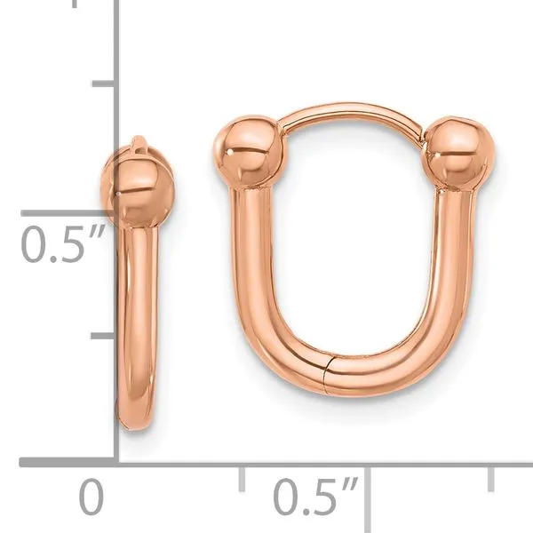 Leslie's 14K Rose Gold Polished Hinged Hoop Earrings Image 3 Johnson Jewellers Lindsay, ON