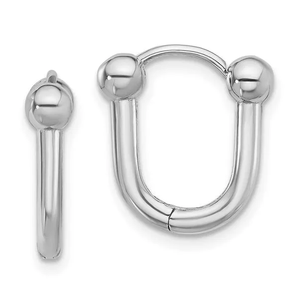 Leslie's 14K White Gold Polished Hinged Hoop Earrings Trenton Jewelers Ltd. Trenton, MI