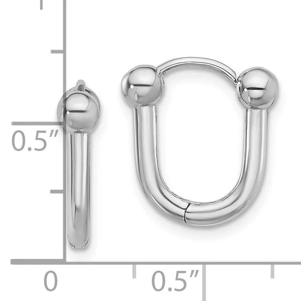 Leslie's 14K White Gold Polished Hinged Hoop Earrings Image 3 Trenton Jewelers Ltd. Trenton, MI