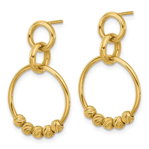 Leslie's 14K Polished and Diamond-cut Dangle Post Earrings Image 2 Arlene's Fine Jewelry Vidalia, GA