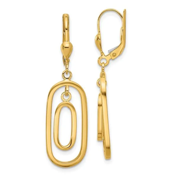 Leslie's 14K Polished Ovals Dangle Leverback Earrings Trenton Jewelers Ltd. Trenton, MI