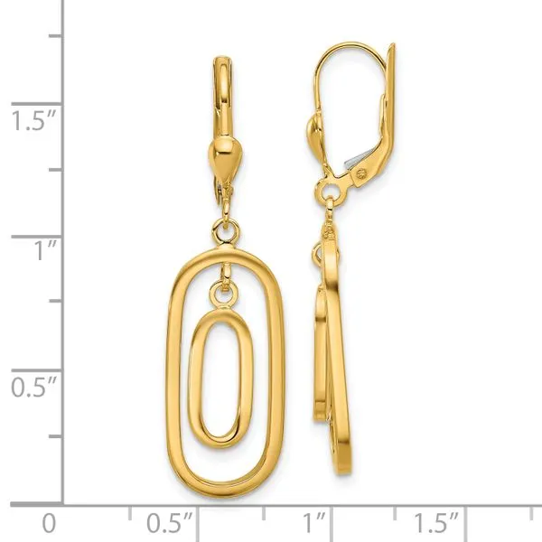 Leslie's 14K Polished Ovals Dangle Leverback Earrings Image 3 Trenton Jewelers Ltd. Trenton, MI