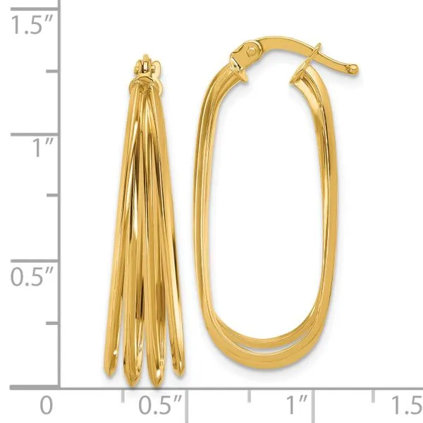 Leslie's 14K Polished Oval Hoop Earrings Image 3 Delfine's Jewelry Charleston, WV