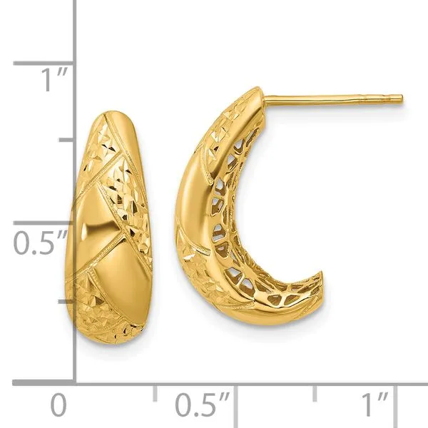 Leslie's 14K Polished and Diamond-cut J-Hoop Earrings Image 3 Valentine's Fine Jewelry Dallas, PA