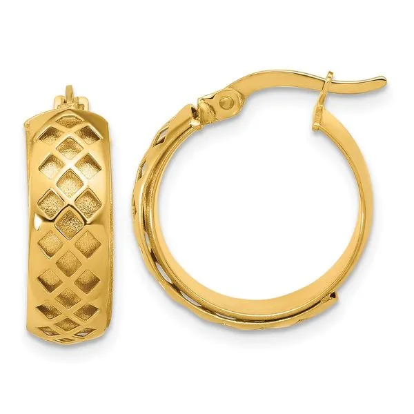 Leslie's 14K Polished and Brushed Fancy Hoop Earrings Gaines Jewelry FLINT, MI