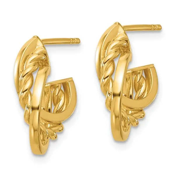 Leslie's 14K Polished Twisted J-Hoop Post Earrings Image 2 Jewelry Design Studio Jensen Beach, FL