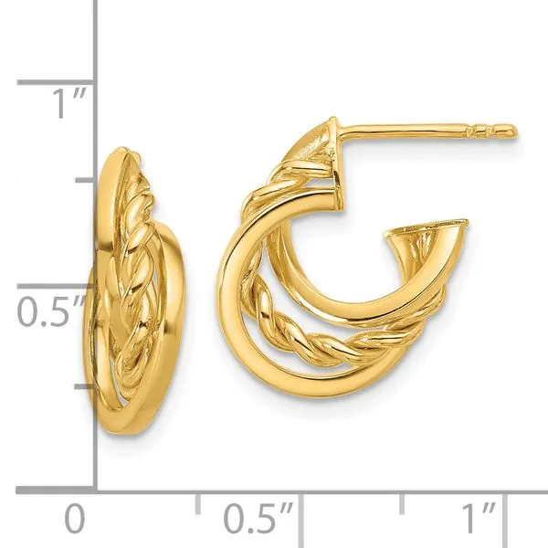 Leslie's 14K Polished Twisted J-Hoop Post Earrings Image 3 Jewelry Design Studio Jensen Beach, FL